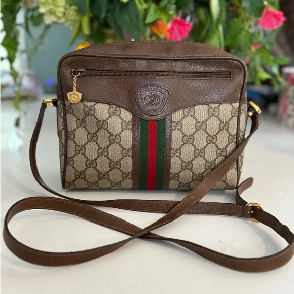 GUCCI Sherri Line GG Crossbody Ophedia Bag ~ Cloth & Leather PVC ~ VINTAGE - Picture 14 of 14